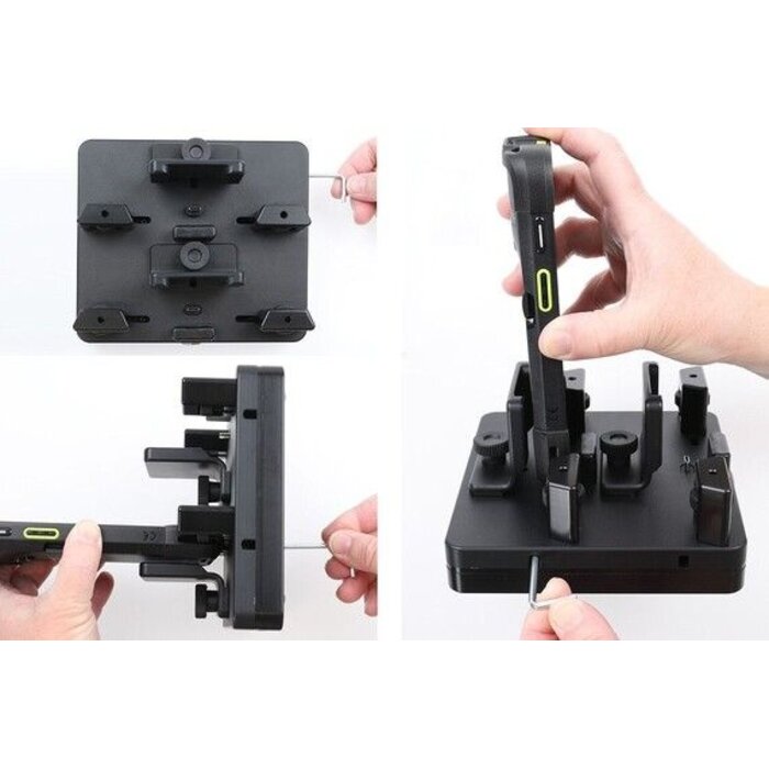 BRODIT ProAdapt - Universeel verstelbare USB-C bureaulaadstation voor 2 apparaten met instelbaar vergrendelmechanisme