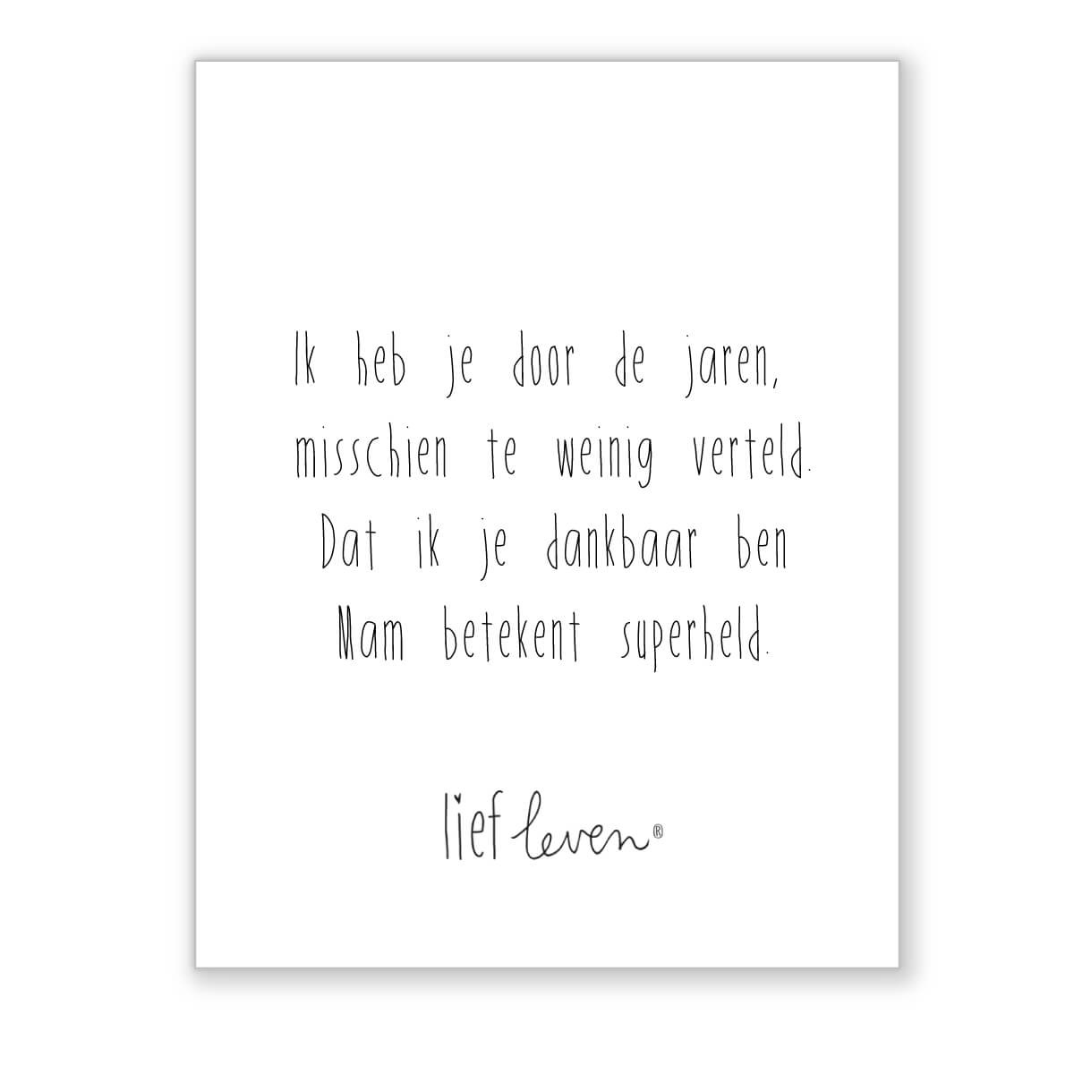 Mini poster voor mama • Ik heb je door de jaren heen