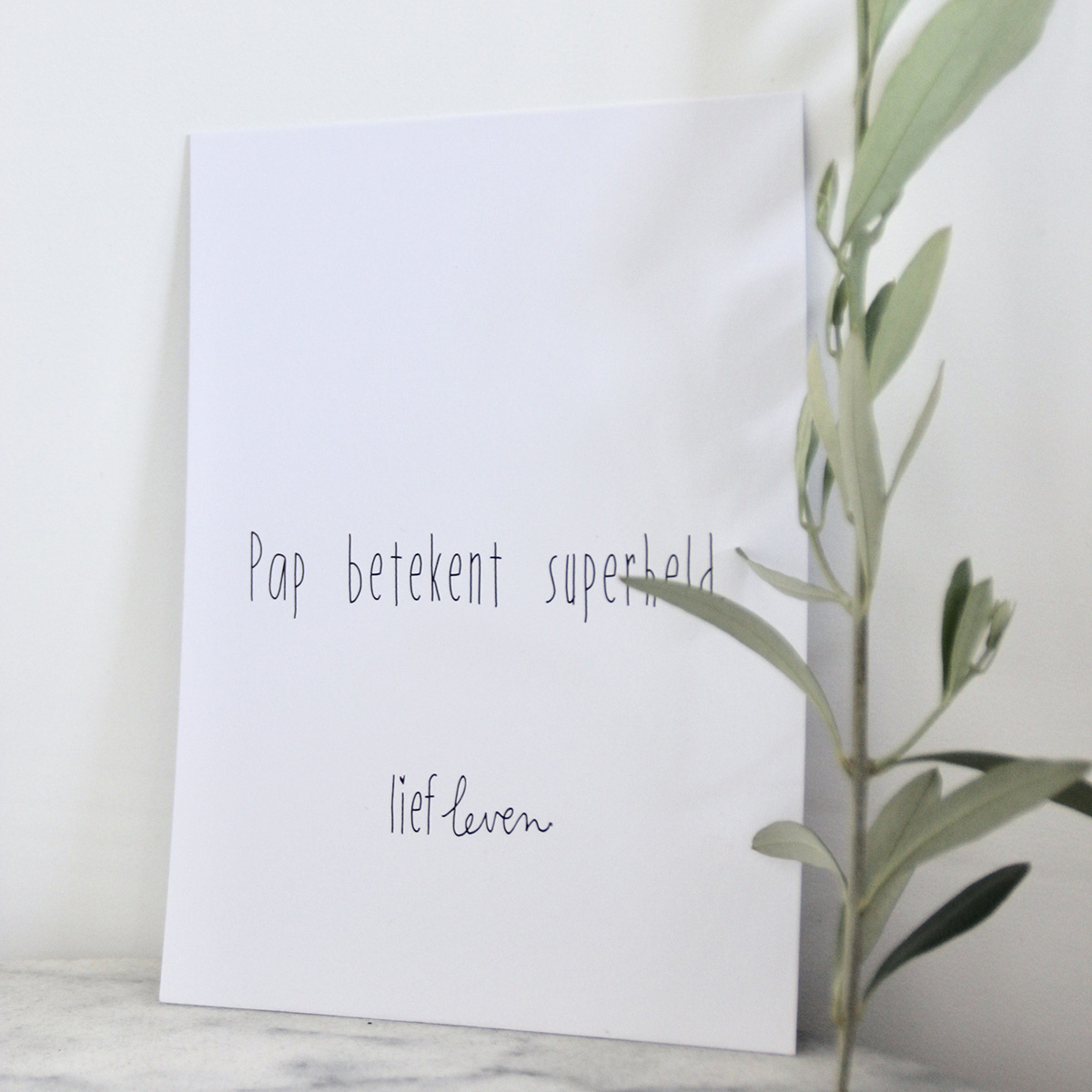 Mini poster voor papa • Pap betekent superheld