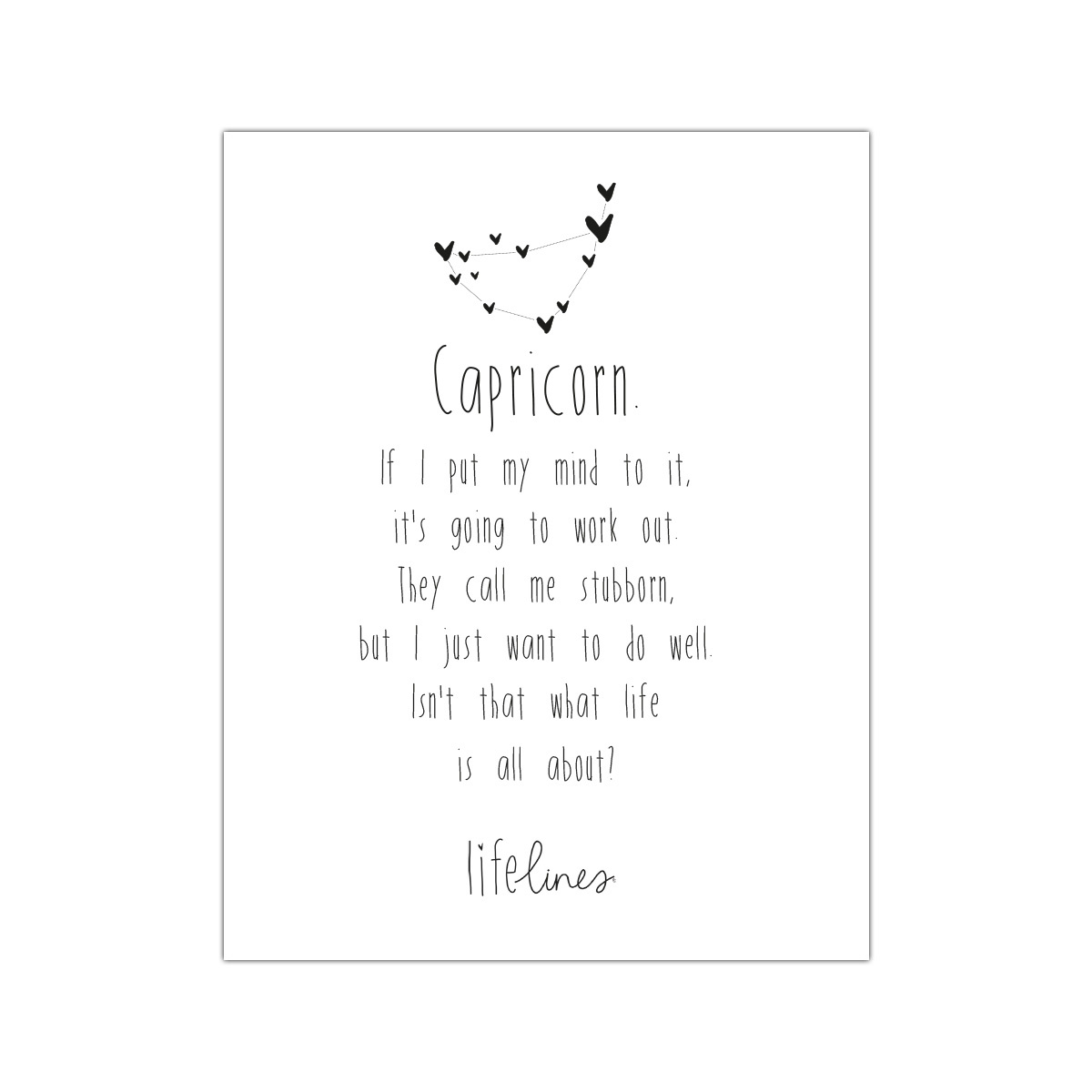 Lief Leven | Mini Poster - sterrenbeeld Capricorn - Engels