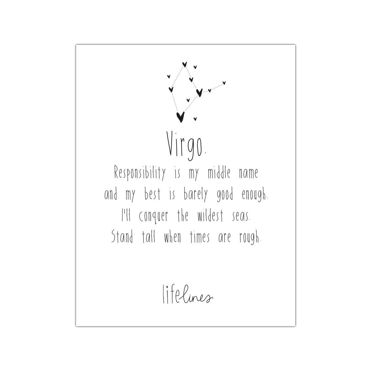 Lief Leven | Mini Poster - Sterrenbeeld Virgo - Engels