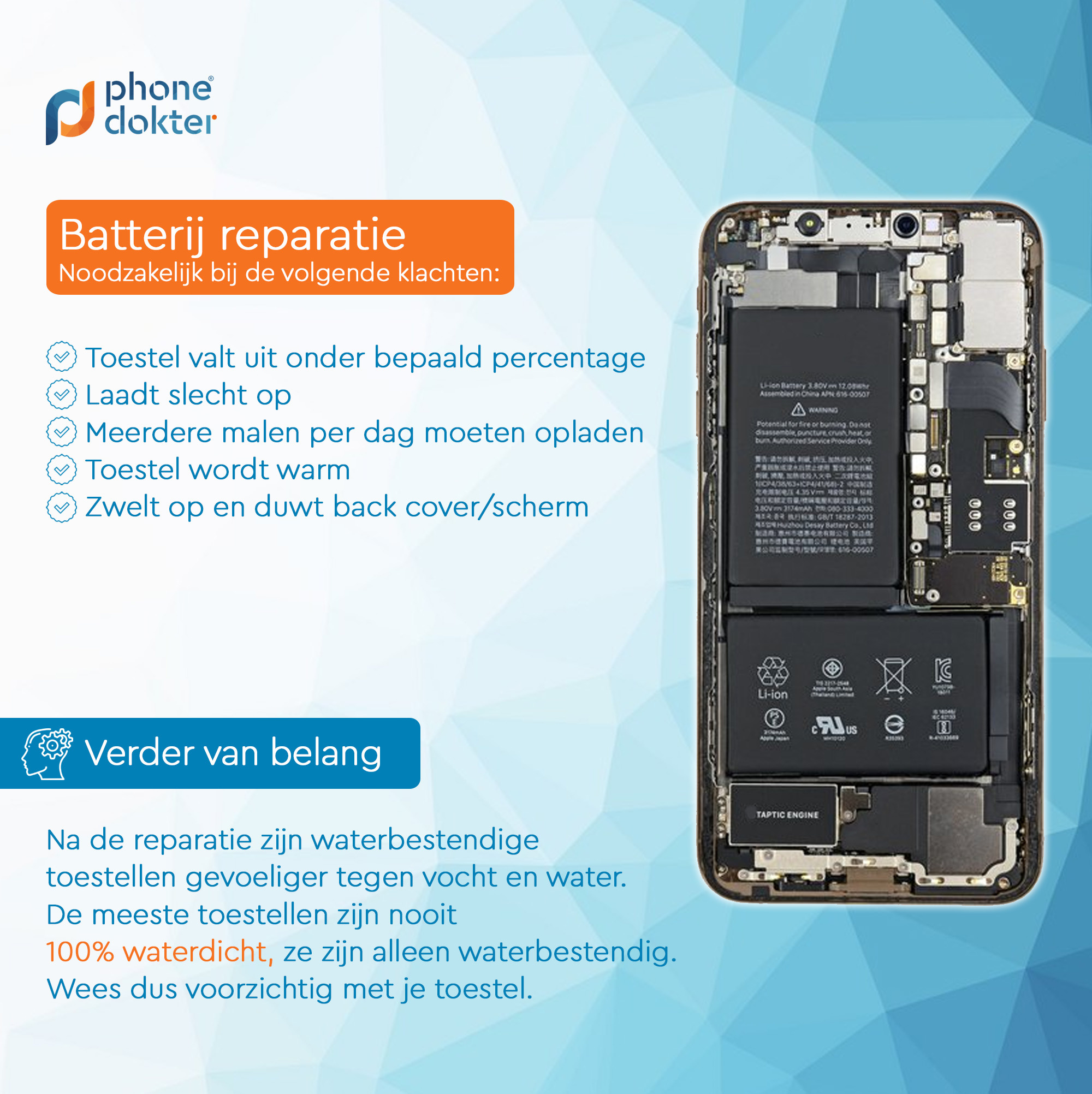 Apple iPhone 5S/iPhone 5C Batterij / Accu - 1560 mAh - PhoneDokter Thuis®