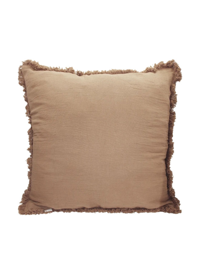 Fringe cushion cotton linen terra - A la Collection