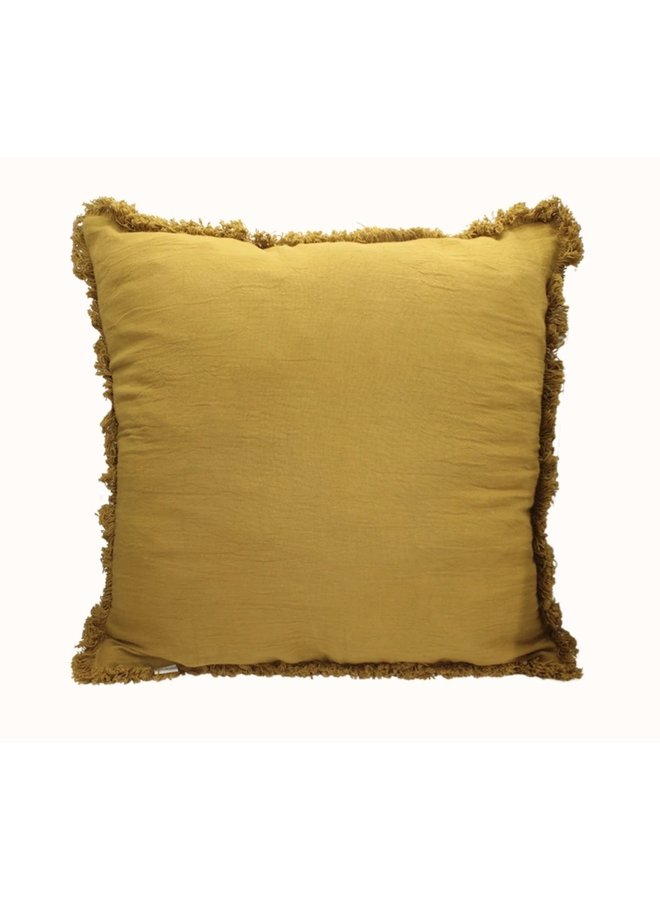 Copy of Fringe cushion cotton linen terra - A la Collection