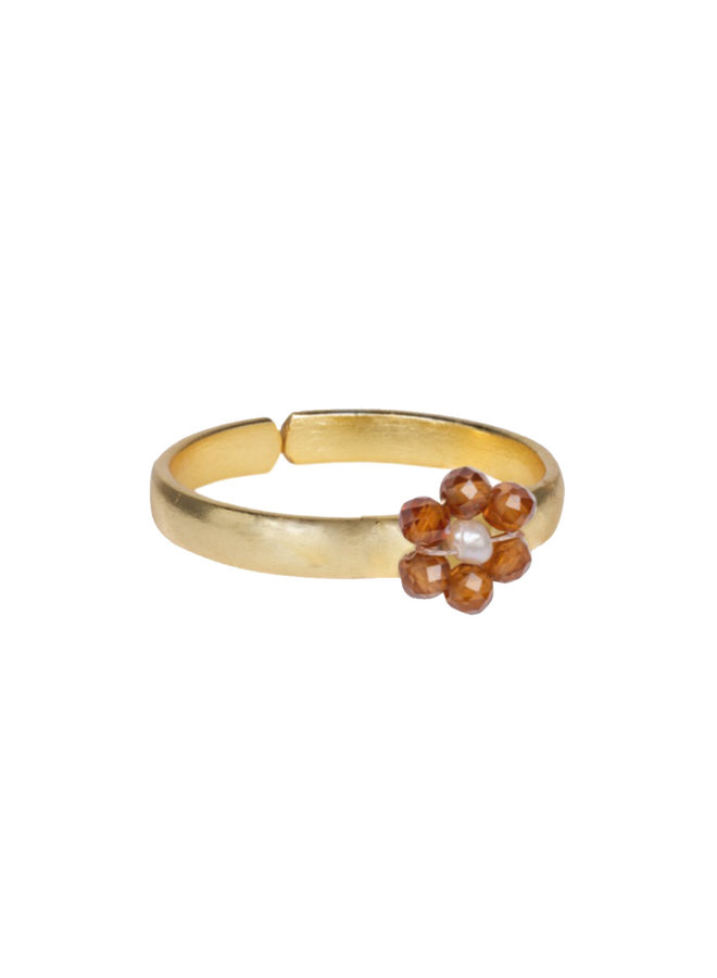 Hesonite Garnet wild flower ring - A la Collection