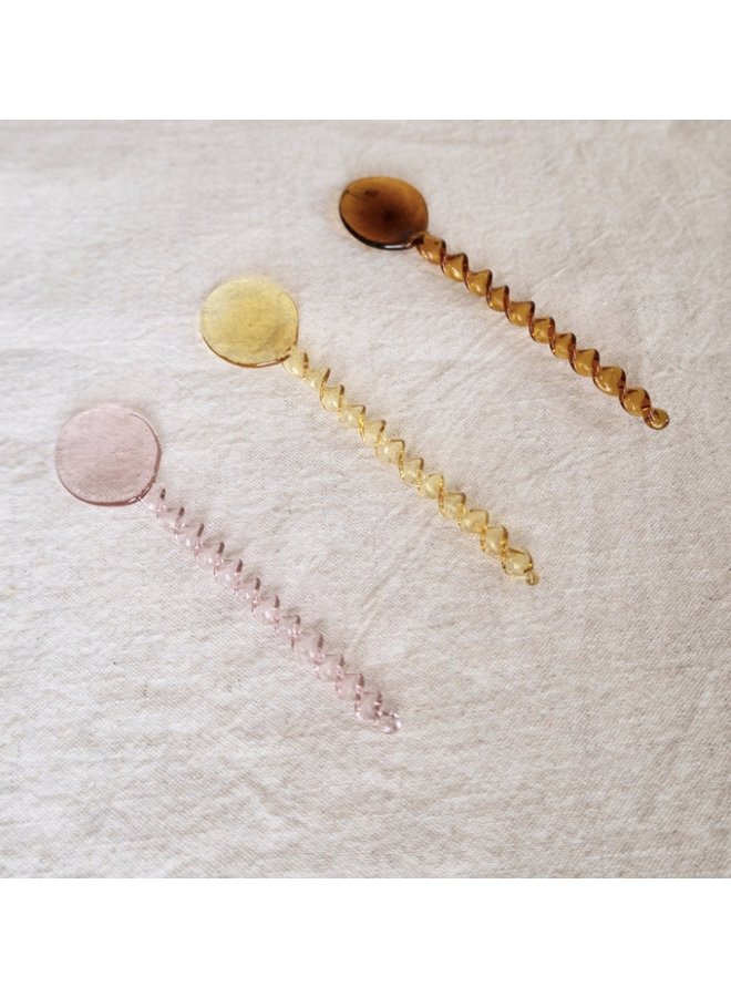 Glass Coffee Spoons Spiral Blush - set/ 2 - A la Collection