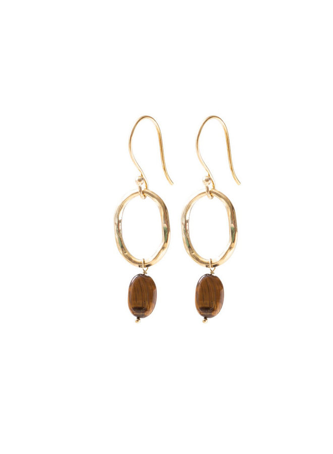 Graceful Tiger Eye Gold Earrings