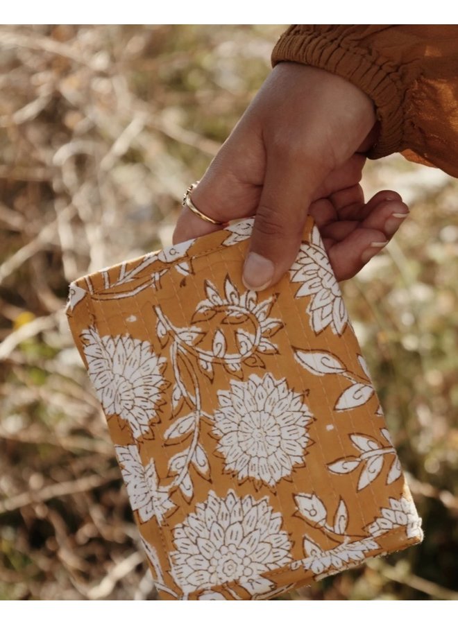 Passport cover blockprint mustard