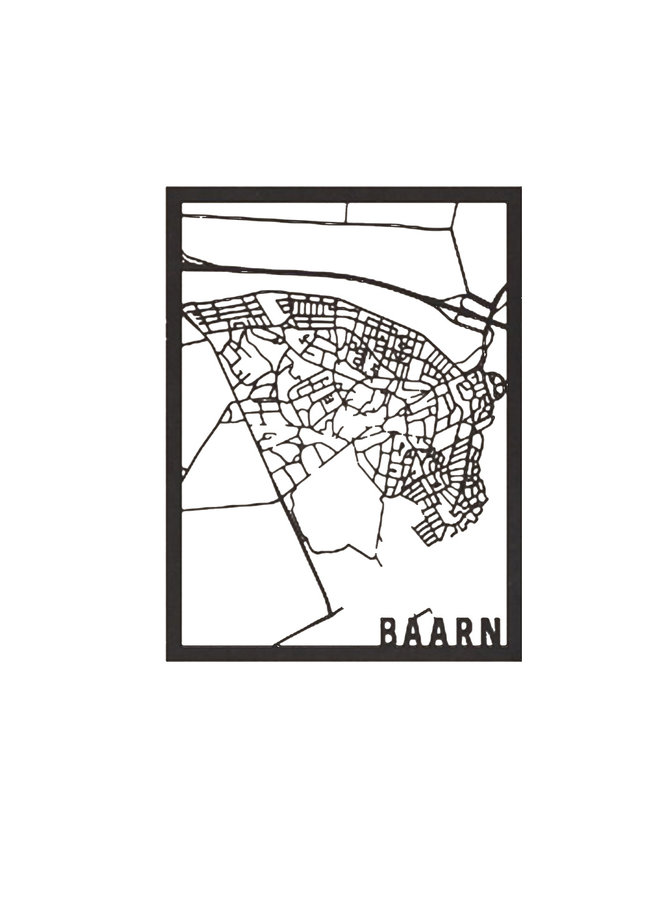 Citymap 30 x 40 cm. - BAARN - Notenhout