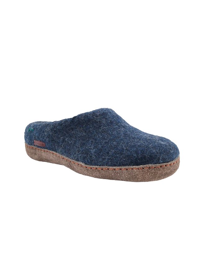 Wollen pantoffel met suede zool