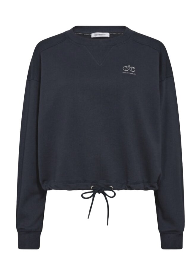 CleanCC Crop Tie Sweat, Navy,  Co'Couture