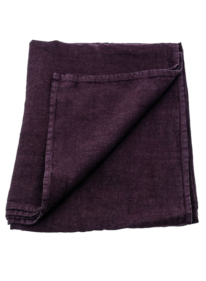 Aubergine/ deep purple linen tablecloth 150 x 250 cm.