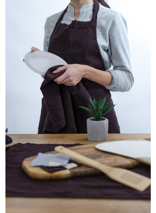 Aubergine Linen Table Runner 40 x 150 cm