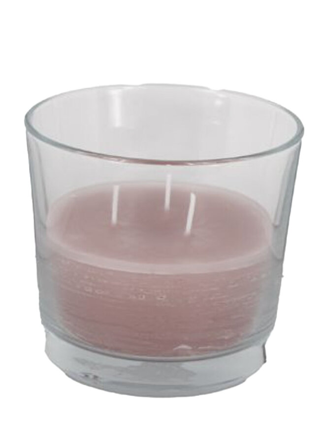 Glas met kaars 12 x 15 cm. roze