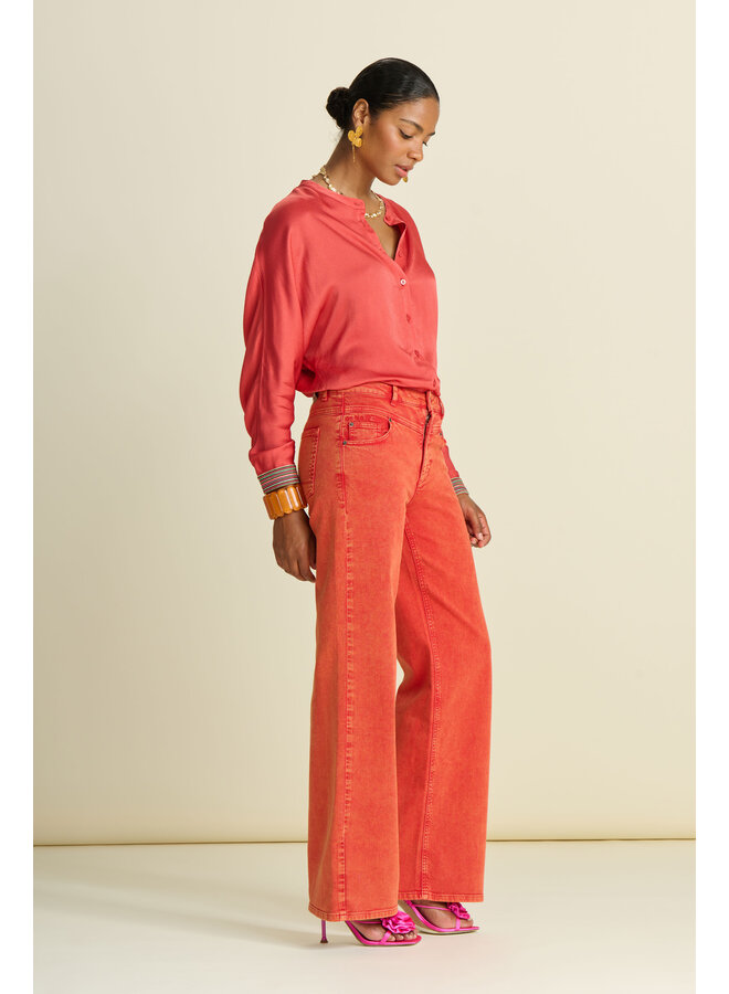 Jeans - Wide Leg Baked Red - Pom Amsterdam