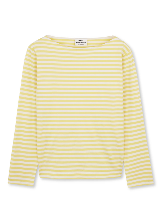 Soft Single Silke Tee LS - Lemon Zest / Snow White - Mads Norgaard