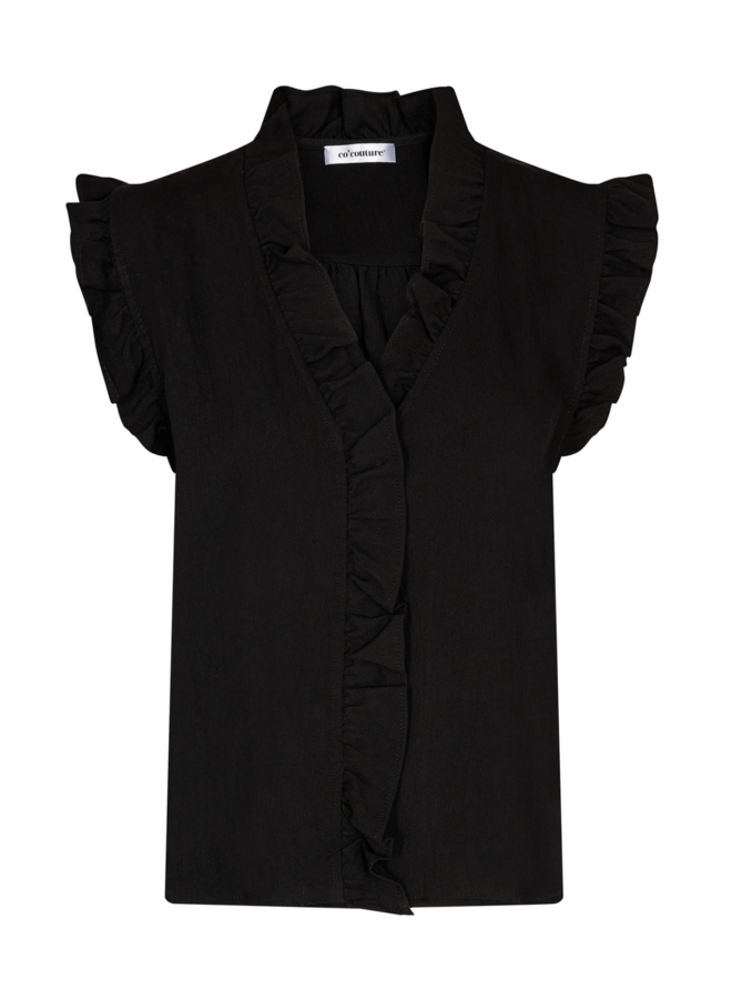 Sueda Frill Top - Black - Co'Couture