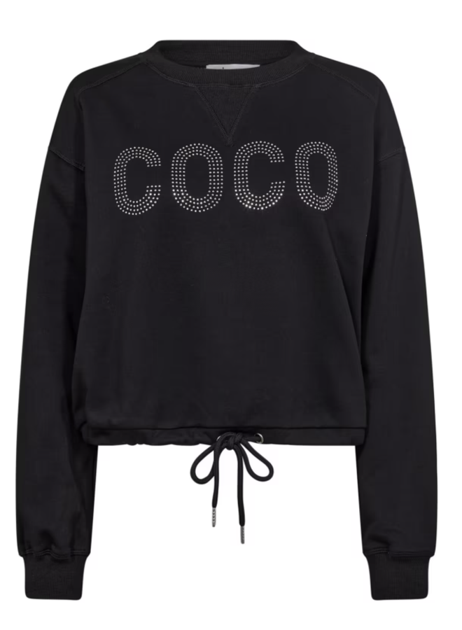 CleanCC Crop Tie Stone  Sweat Black - Co'Couture