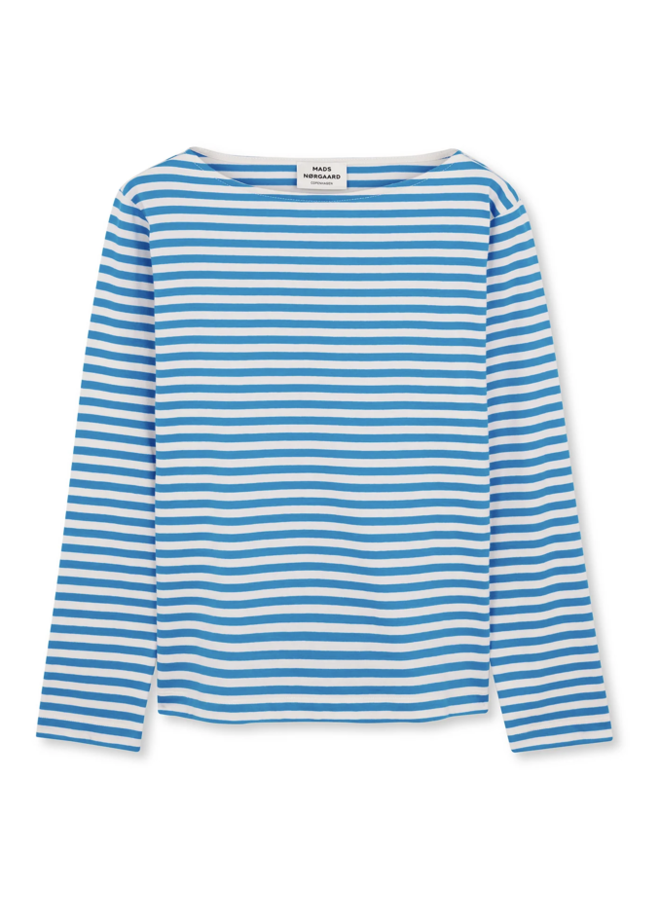 Soft Single Silke Tee LS - Mediterranean Blue/ Snow White Mads Norgaard