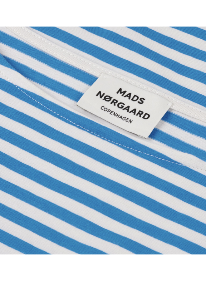 Soft Single Silke Tee LS - Mediterranean Blue/ Snow White Mads Norgaard