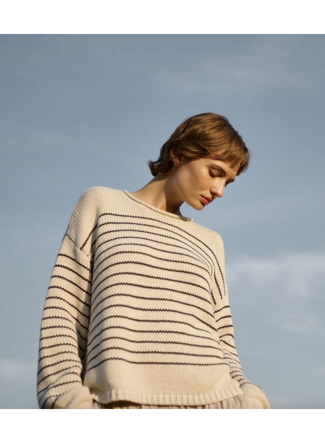 Nynke Pullover Sand Stripe Knit-ted