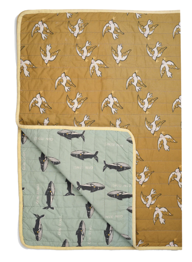 Double sided quilt whale/ bird Studio Loco
