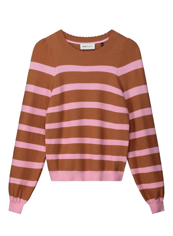 PULLOVER - Striped Sugar Brown Pom Amsterdam