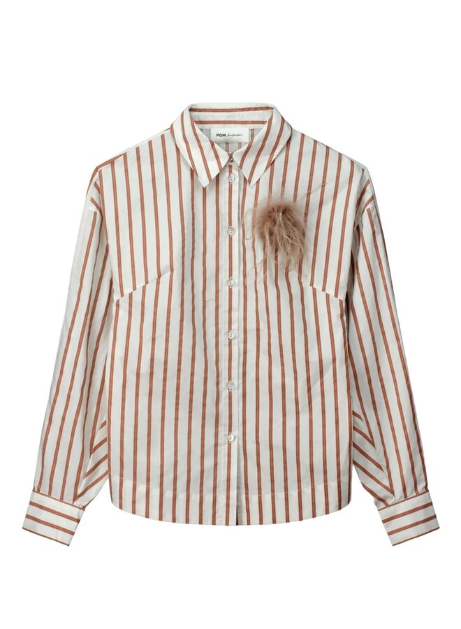 Striped Poplin White/ White Blouse Pom Amsterdam