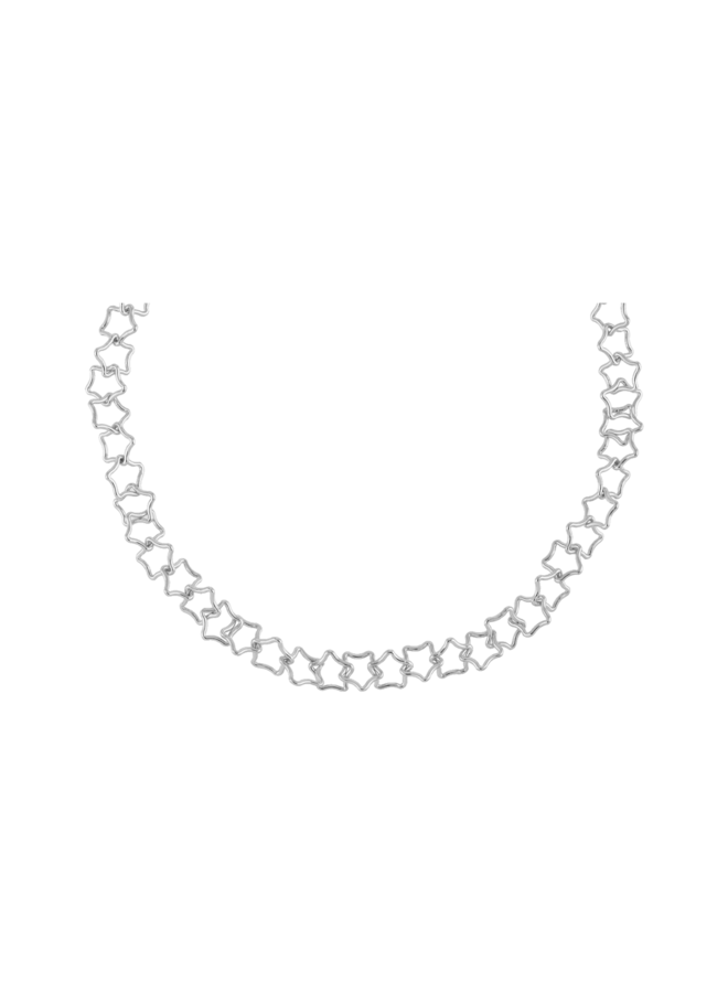Linked Chunky Stars Necklace SILVER Anna+Nina