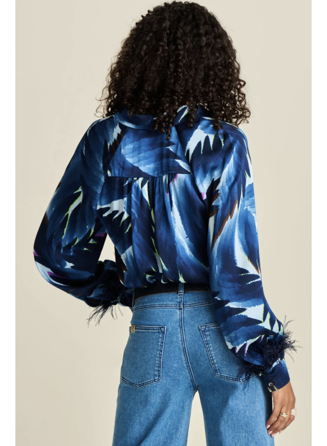 BLOUSE Feathers Blue POM Amsterdam