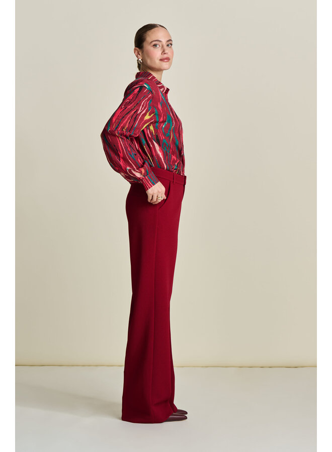 PANTS - Wide Leg Burgundy Red  Pom Amsterdam