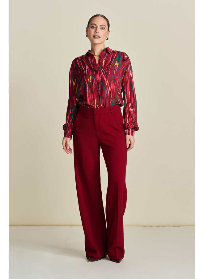 PANTS - Wide Leg Burgundy Red  Pom Amsterdam