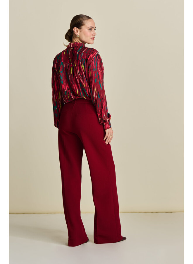 PANTS - Wide Leg Burgundy Red  Pom Amsterdam