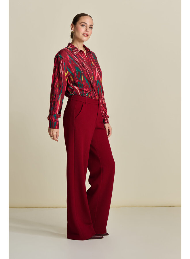 PANTS - Wide Leg Burgundy Red  Pom Amsterdam