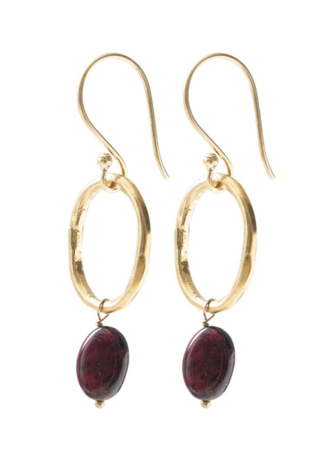 Graceful Garnet Gold Plated Earrings A Beautiful Story