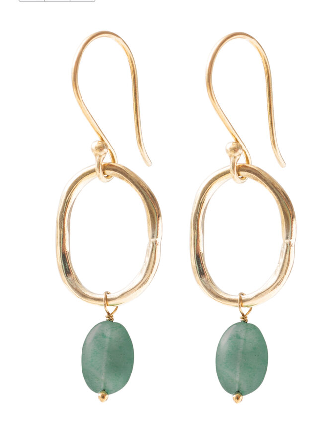 Graceful Aventurine Gold Earrings