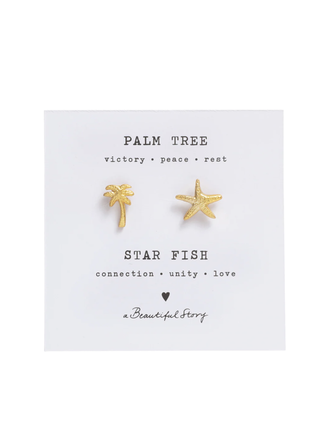 Brooch Set Palm tree Starfish - Moon GP A Beautiful Story
