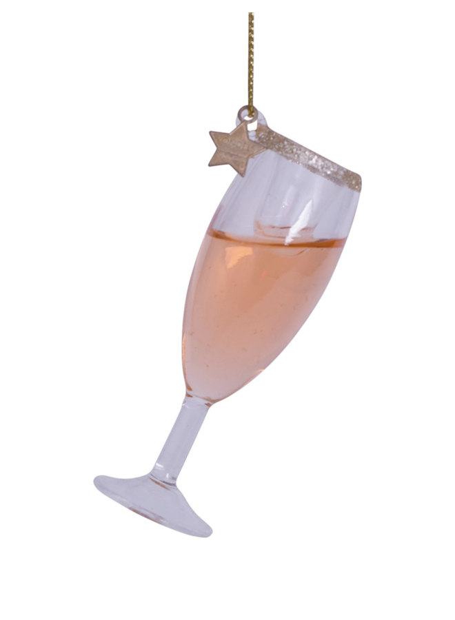 Ornament glass bottles of champagne in gold cooler H7cm - Vondels
