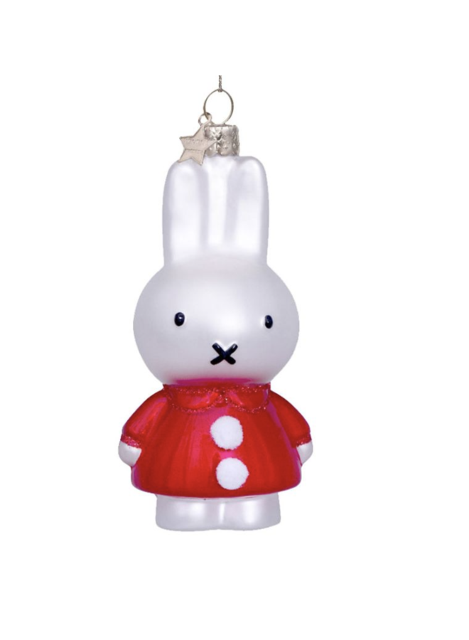 Ornament Glass Nijntje/ Miffy in santa dress with box - Vondels