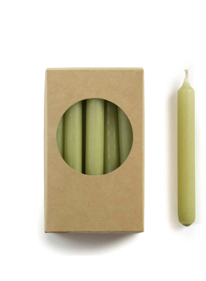Kaarsjes smal - olive green - doosje 20