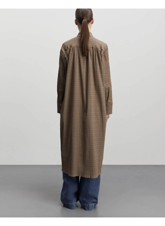 Crinckle Pop Eva Dress Teak Melange - Mads Norgaard