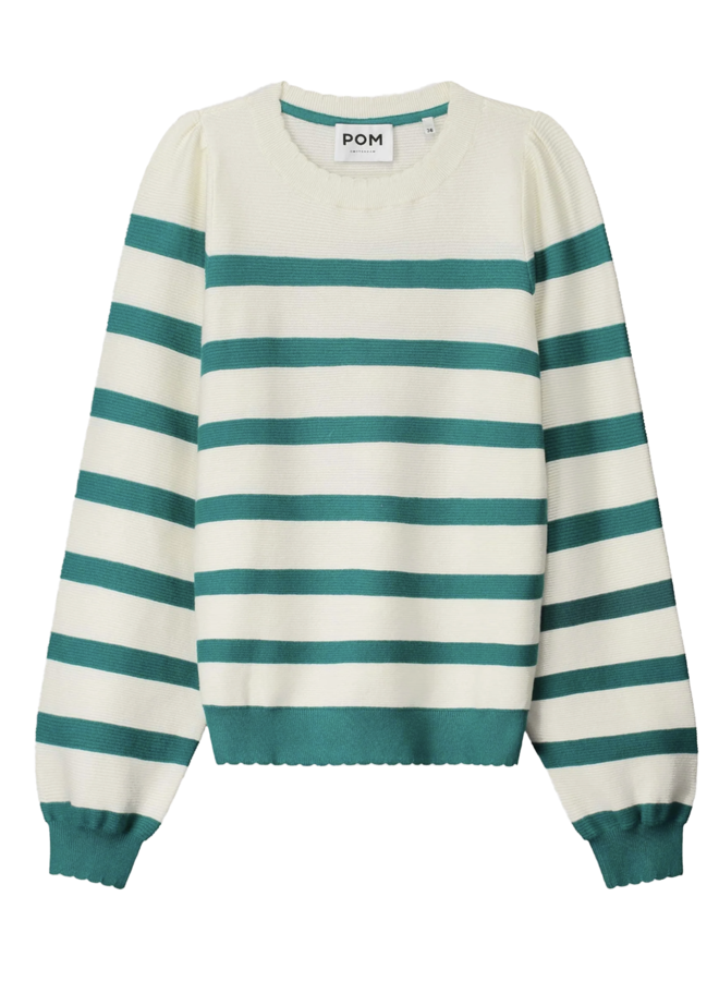 PULLOVER - Striped Fresh Green Pom Amsterdam