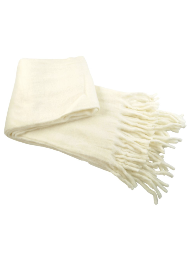 Throw with fringes 130 x 170 cm - Cream Go Round