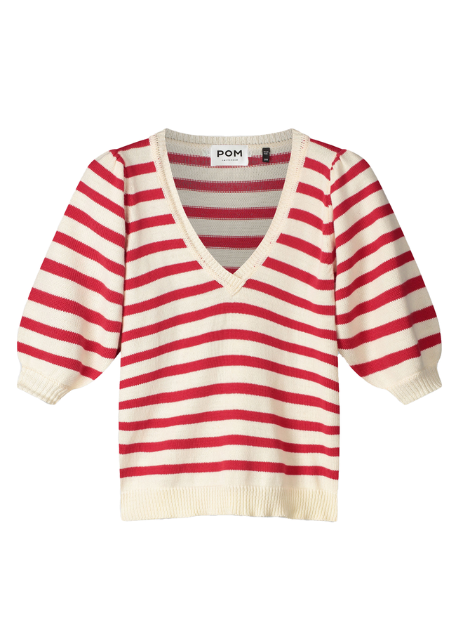 PULLOVER - Striped Scarlet Red Pom Amsterdam SALE