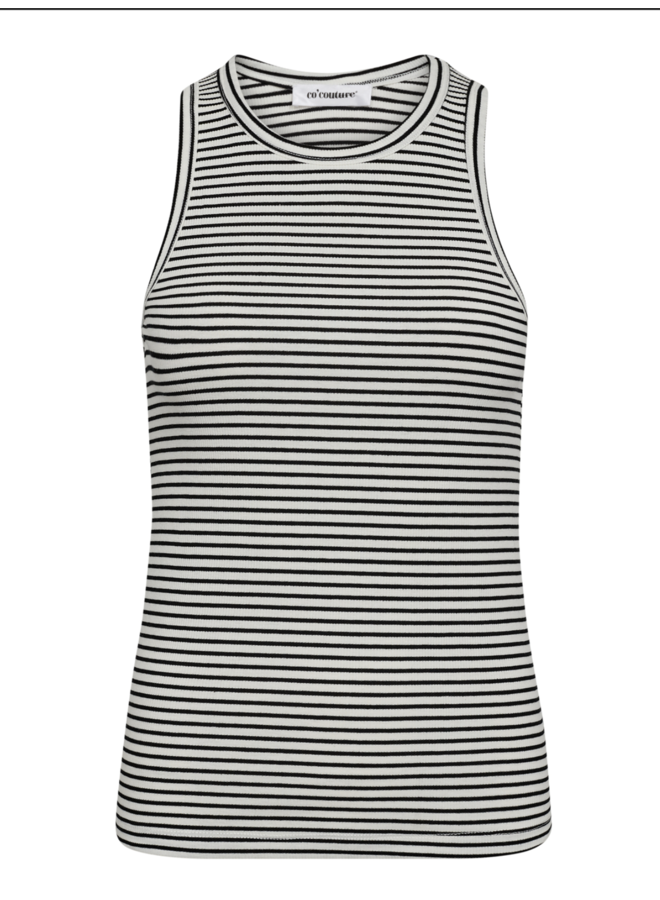 SaraCC Stripe Rib Top White Black Co'Couture