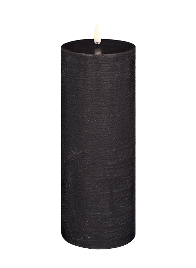 Zuil kaars LED M zwart 22cm x 8 cm.