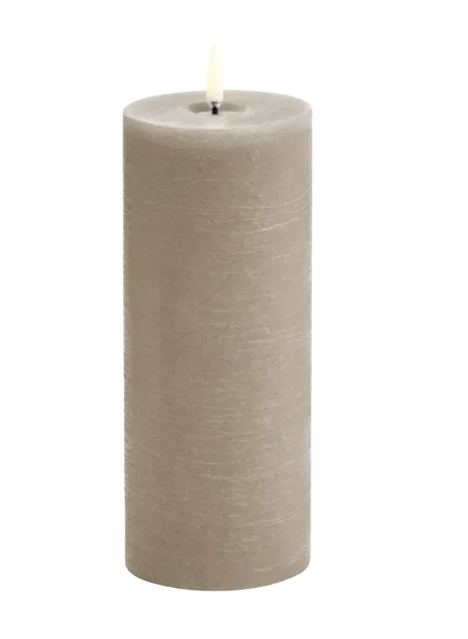 Zuil kaars LED Lyon S beige 18 cm x 8 cm.