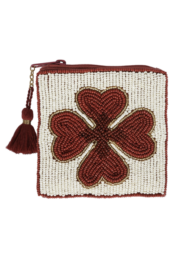 Square Wallet Lucky Clover Burgundy - All the Luck in the World