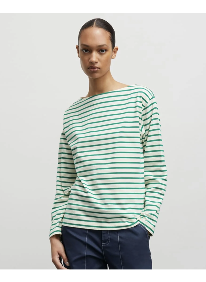 Soft Single Silke Tee LS - Vanilla Ice/ Verdant Green