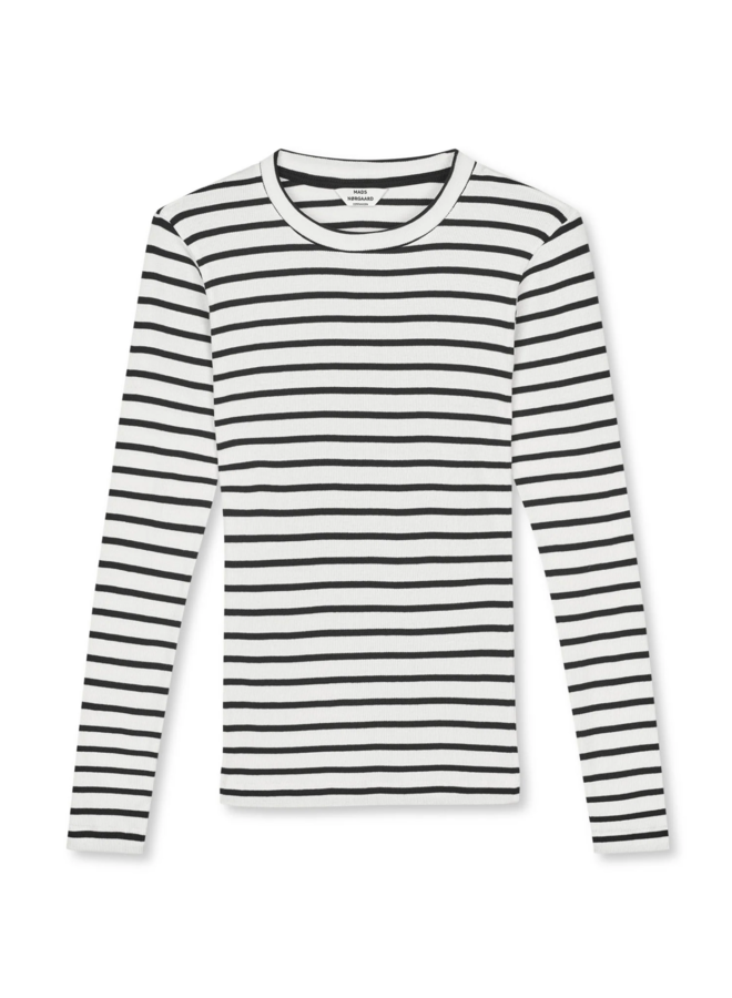2x2 Cotton Stripe Tuba Tee LS Vanilla/ Black Mads Nørgaard